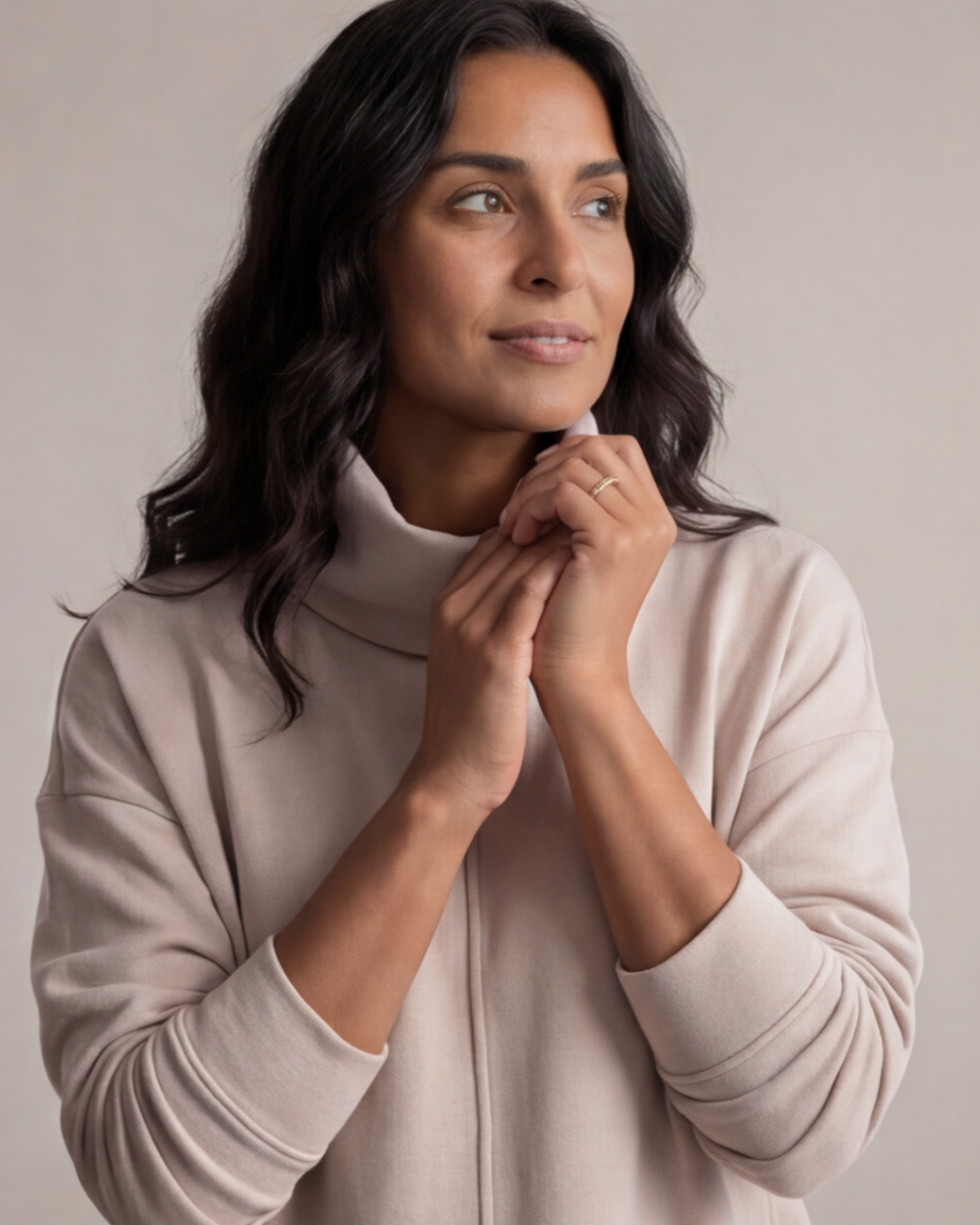 Women’s Turtle Neck Top and Wide-Leg Pants Set – Relaxed Fit Loungewear