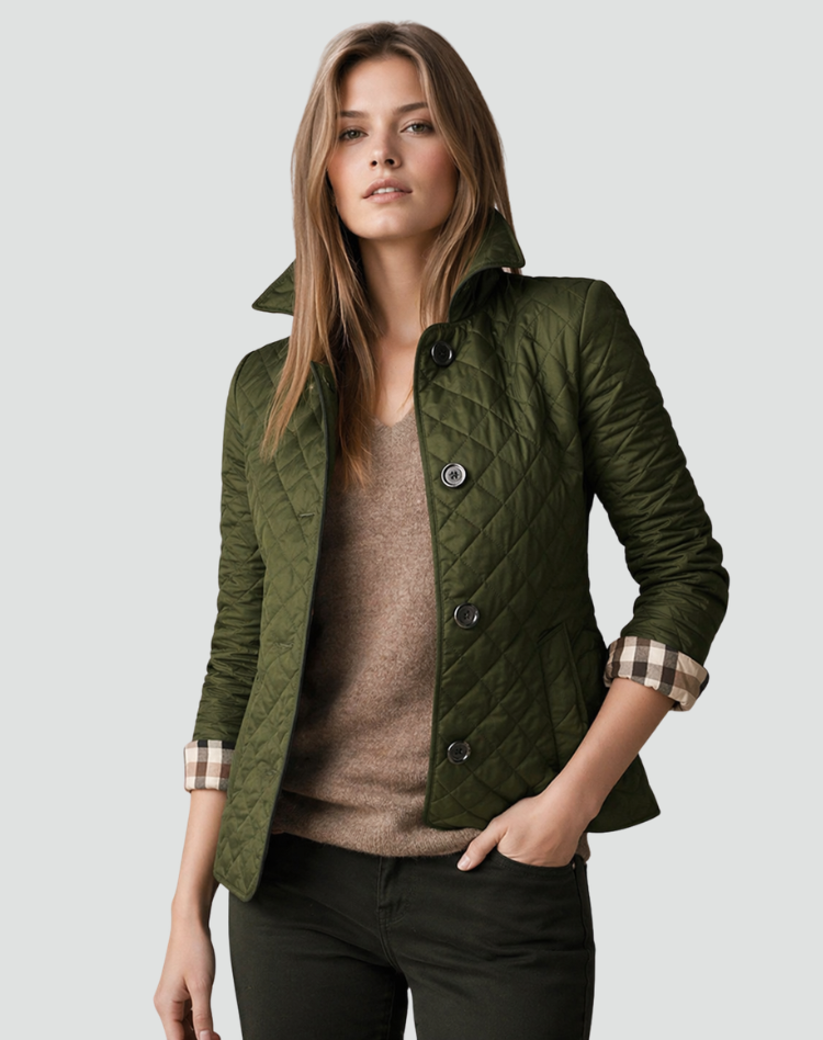 Women's Quilted Jacket - Button Front Transitional Daywear