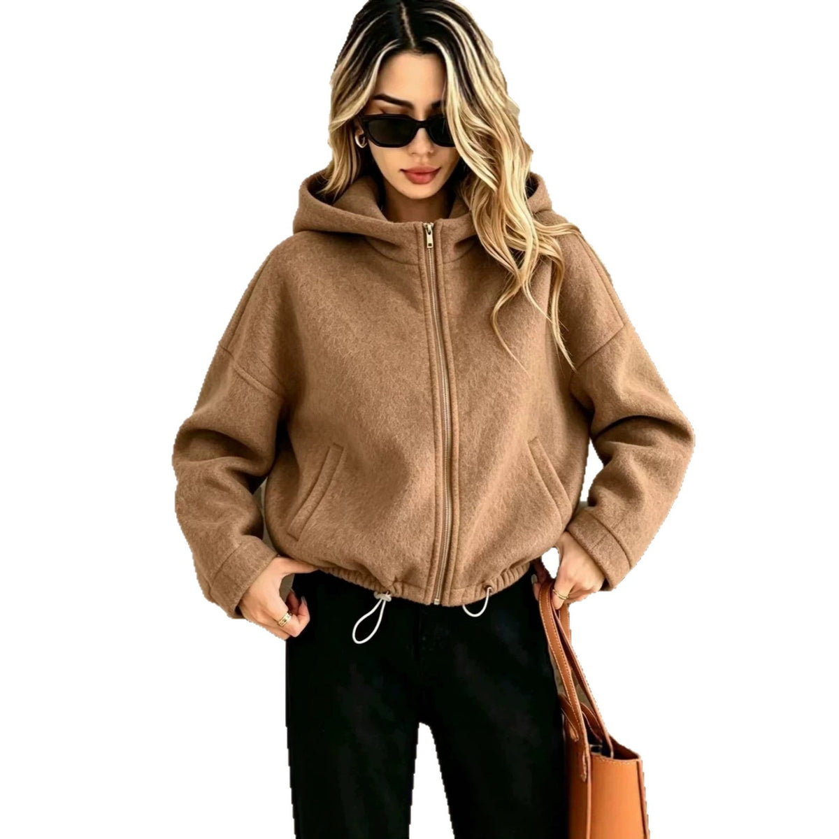 Short Hooded Wool Coat - Warm and Easy