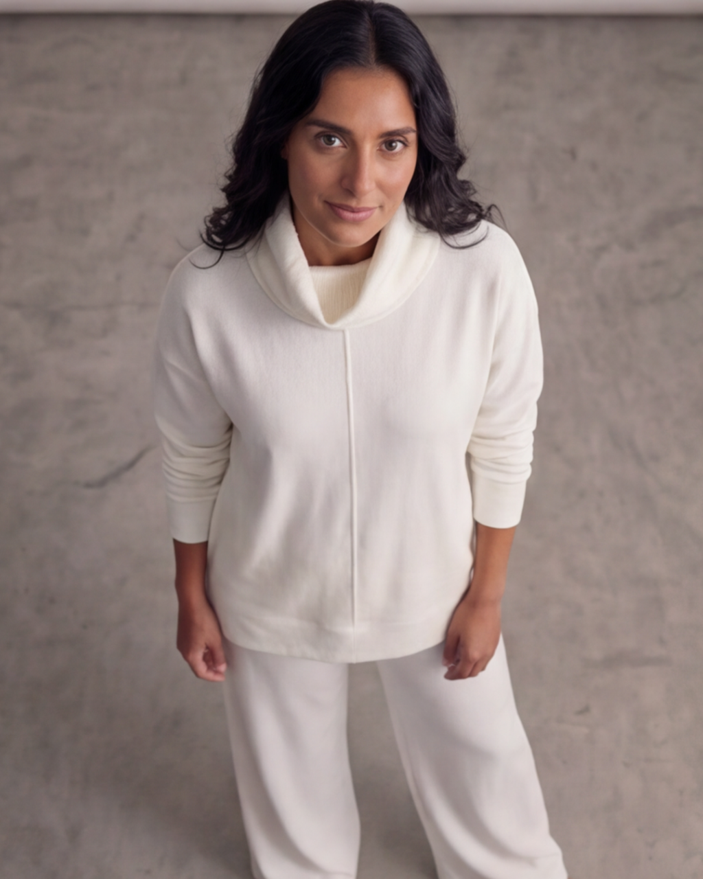 Women’s Turtle Neck Top and Wide-Leg Pants Set – Relaxed Fit Loungewear