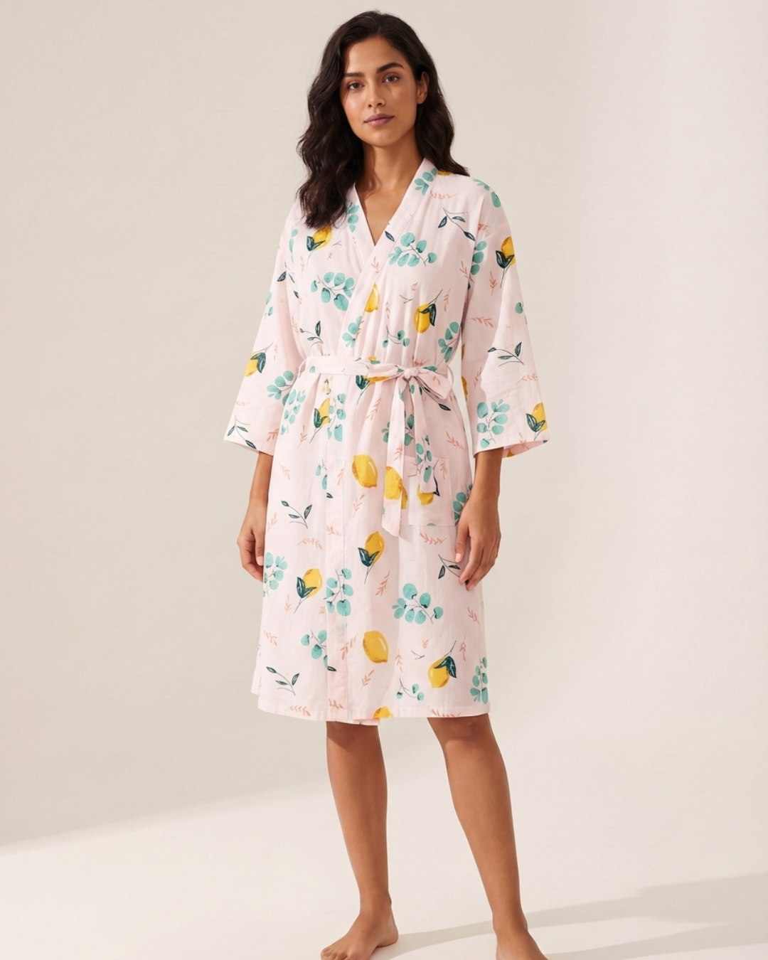 Women’s Colorful Cotton Kimono Robe – Loose Home Bathrobe