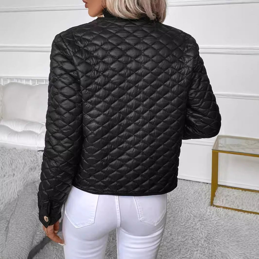 Women's Diamond Quilted Jacket - Warm Refined Mid-Length Layer