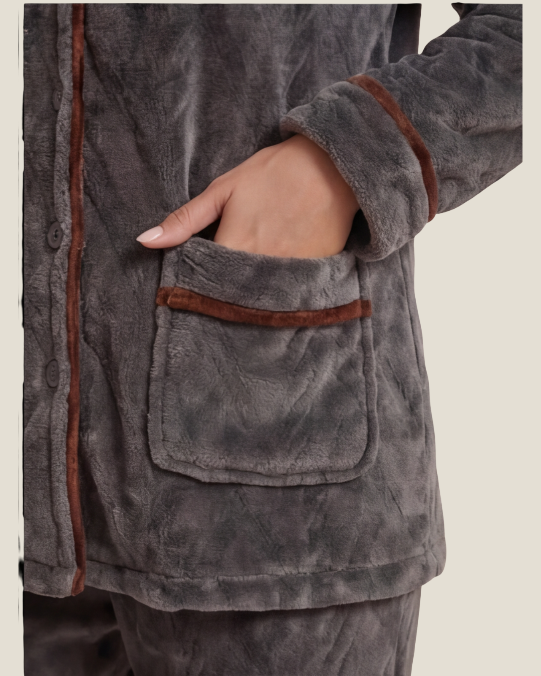 Comfortabele flanellen pyjama voor dames – stijlvolle, dikke loungewear set