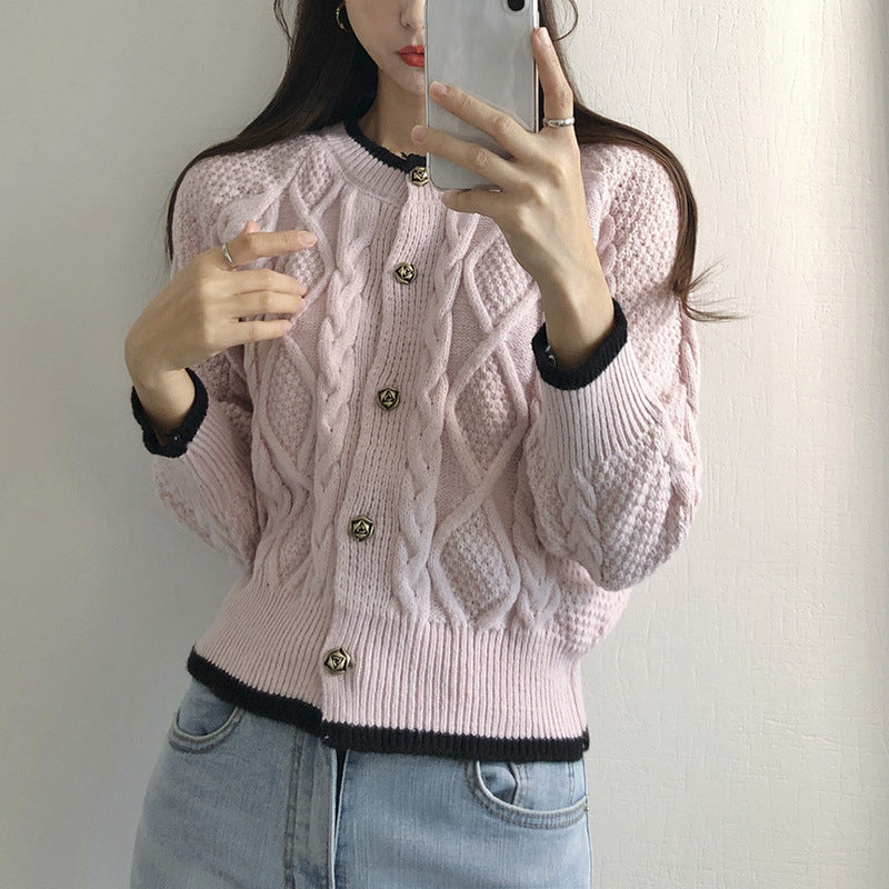 Color-Block Button-Up Cardigan - Soft and Trendy