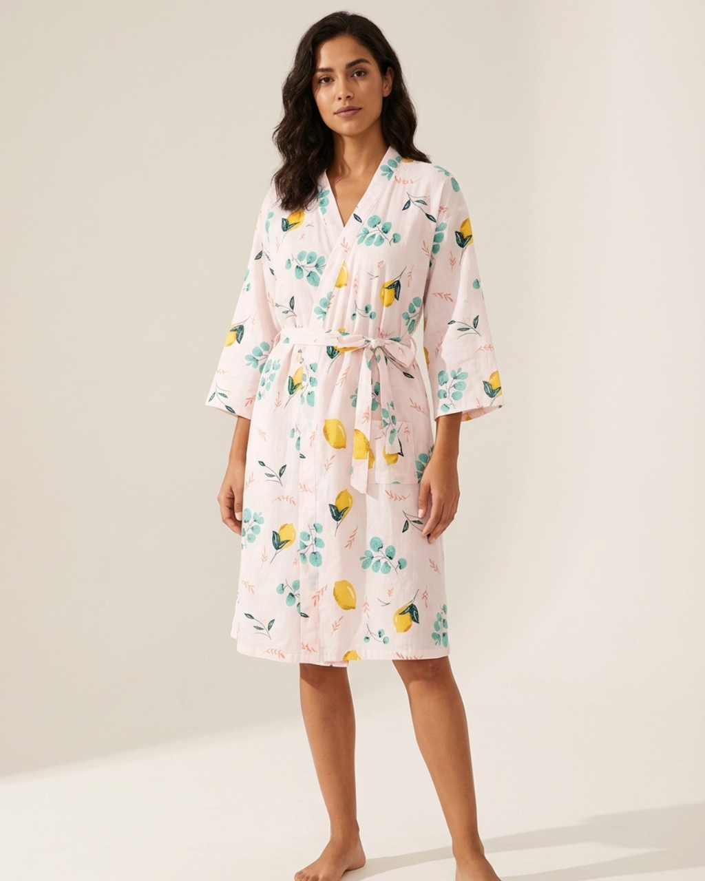 Women’s Colorful Cotton Kimono Robe – Loose Home Bathrobe