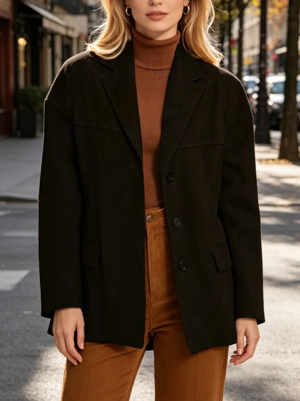 Retro Pocket Coat - Loose and Elegant