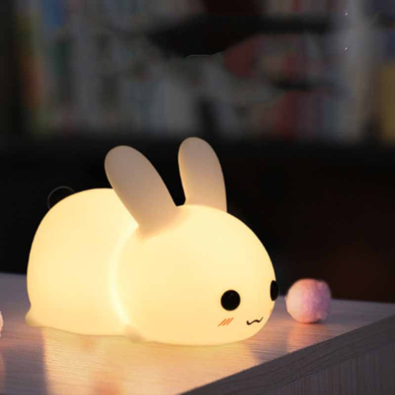 Silicone Rabbit LED Night Light – Cartoon Dimmable Lamp USB Rechargeable for Kids