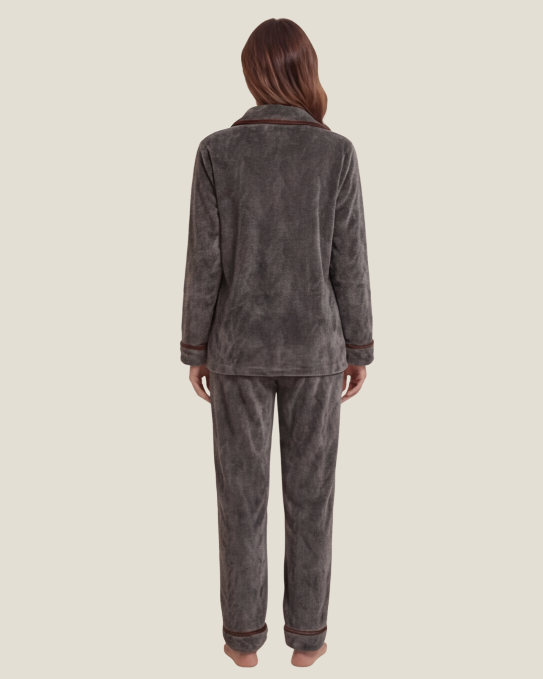 Comfortabele flanellen pyjama voor dames – stijlvolle, dikke loungewear set