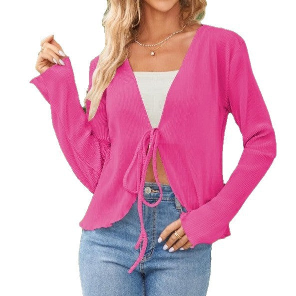 Women’s Long-Sleeve Pleated Shirt - Fluid and Elegant