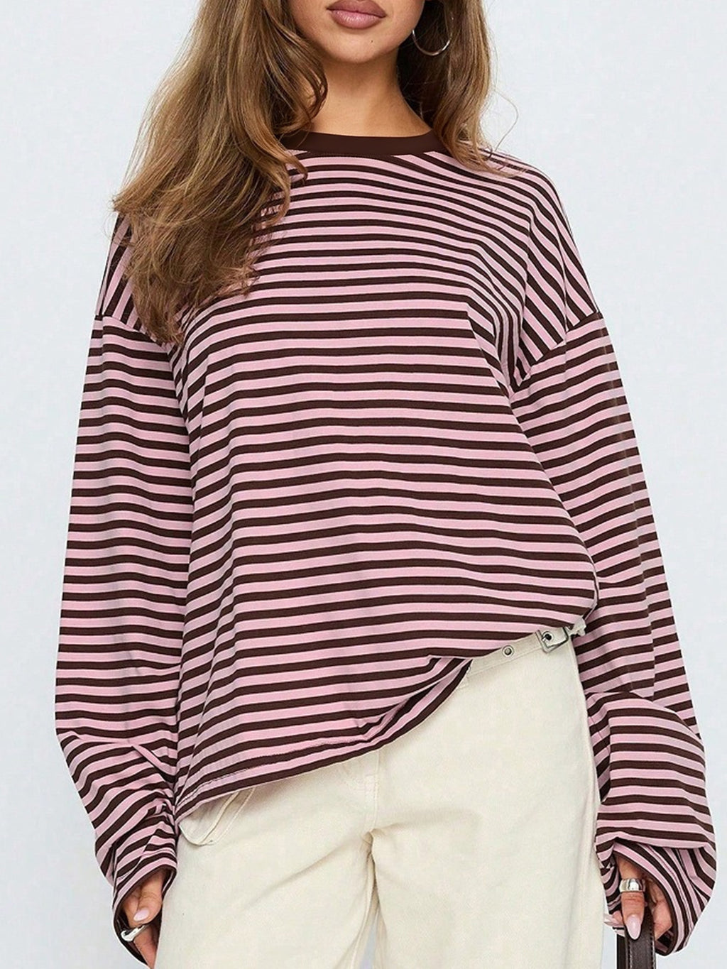 Crewneck Color-Block Shirt - Soft and Versatile