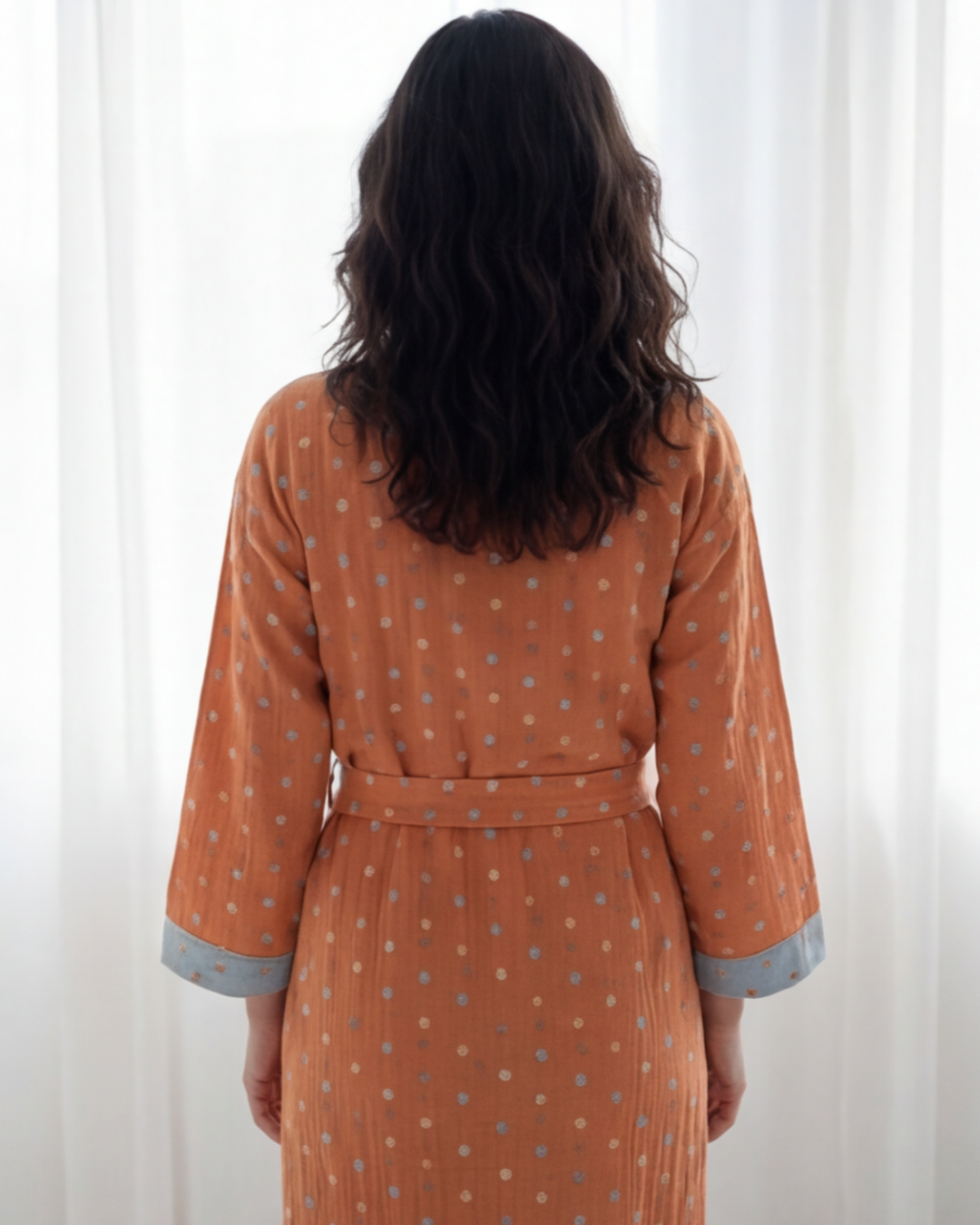Women’s Cotton Jacquard Bathrobe – Cozy Absorbent All-Season Comfort