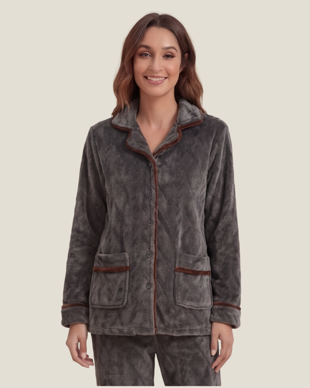 Comfortabele flanellen pyjama voor dames – stijlvolle, dikke loungewear set