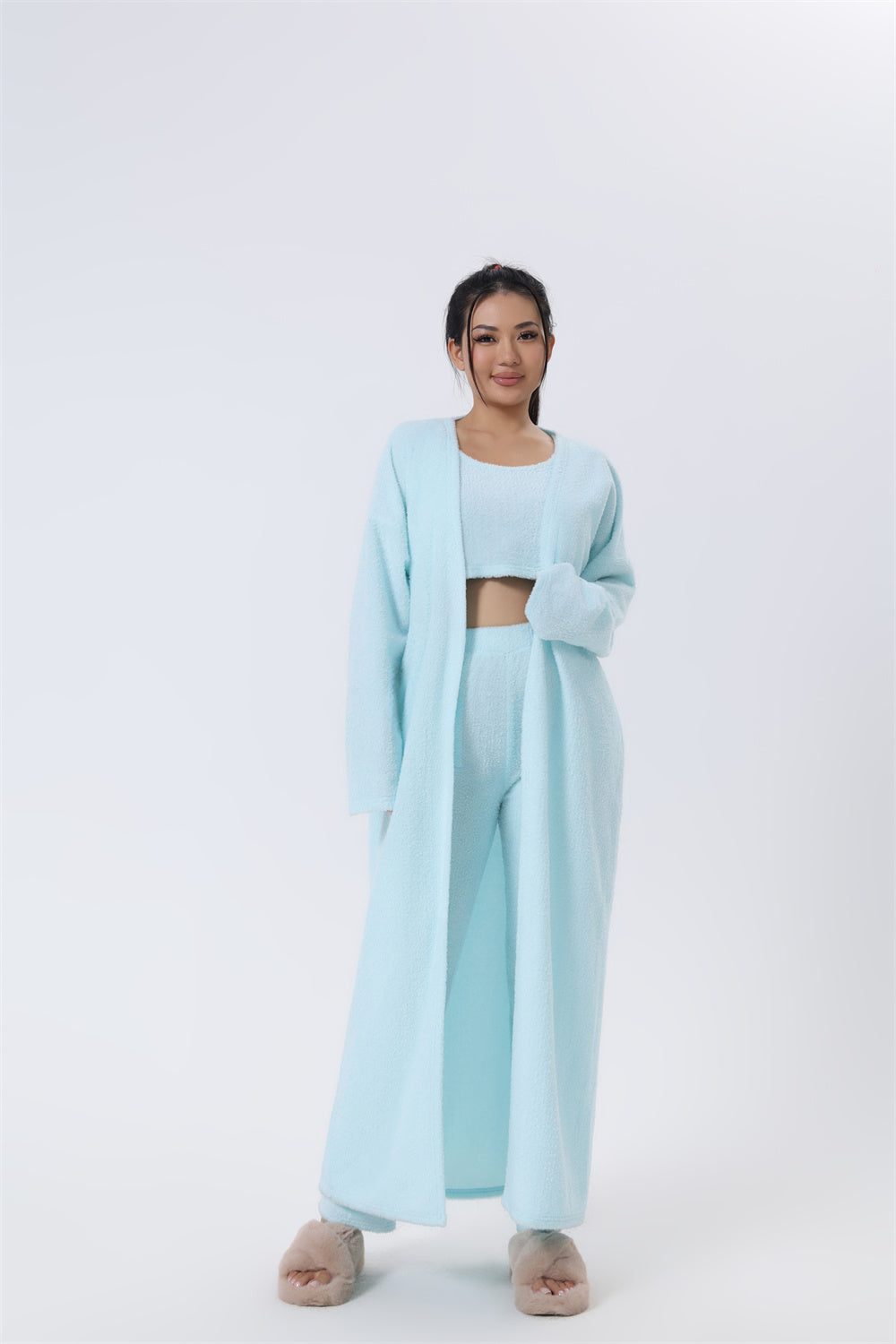 Women’s 3-Piece Winter Pajama Set – Cozy Warm Loungewear