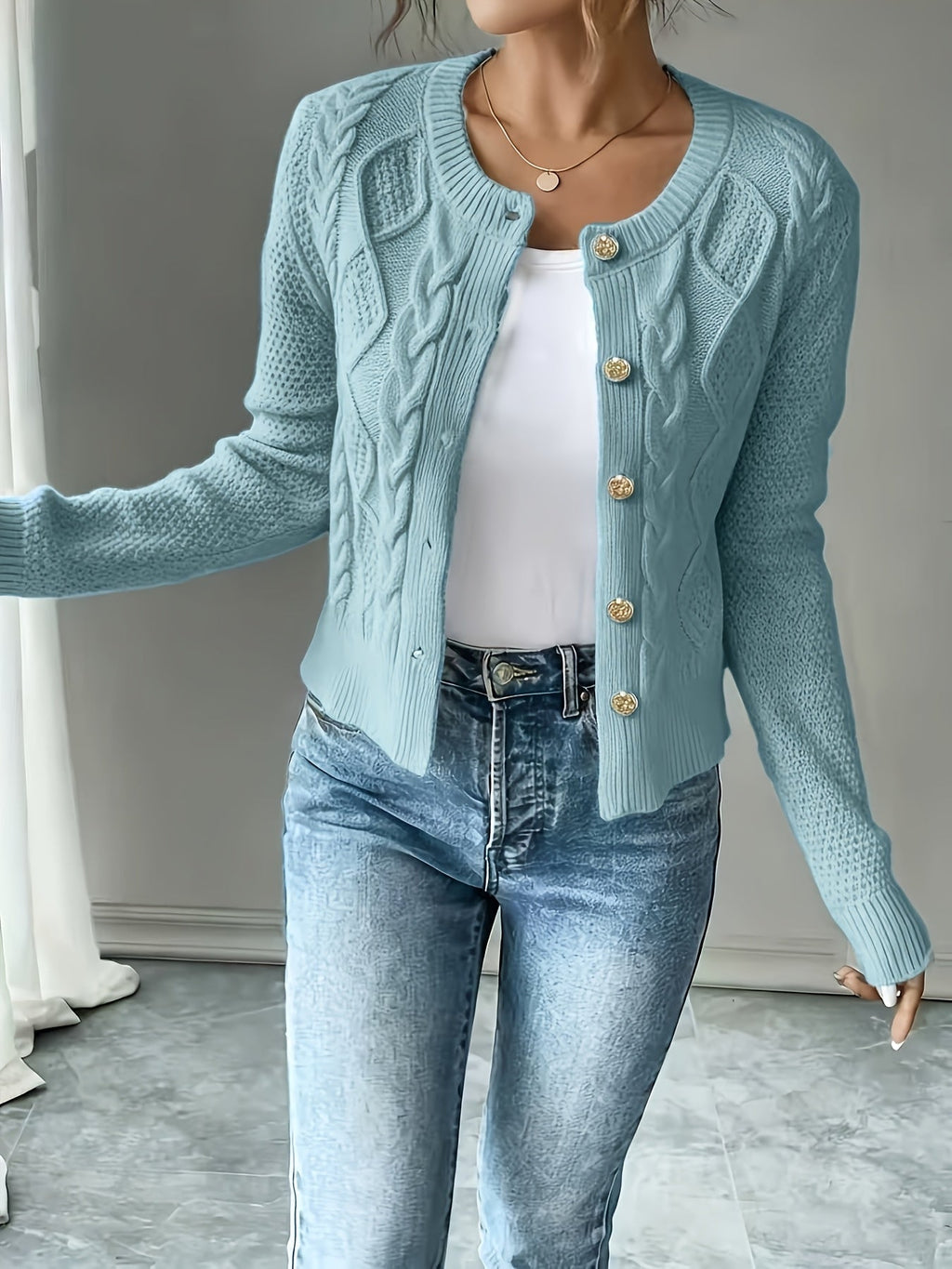 Cable-Knit Button Cardigan - Elegant and Cozy