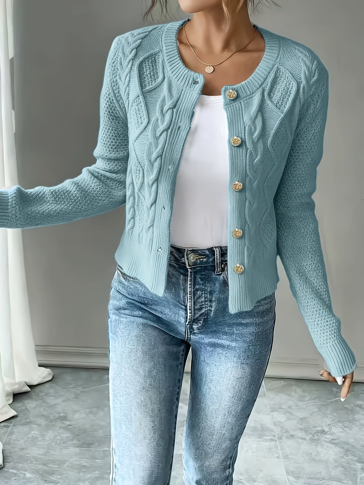 Cable-Knit Button Cardigan - Elegant and Cozy