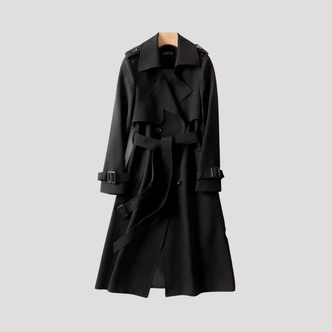 Women’s Belted Double-Breasted Trench Coat – Timeless Elegant Style