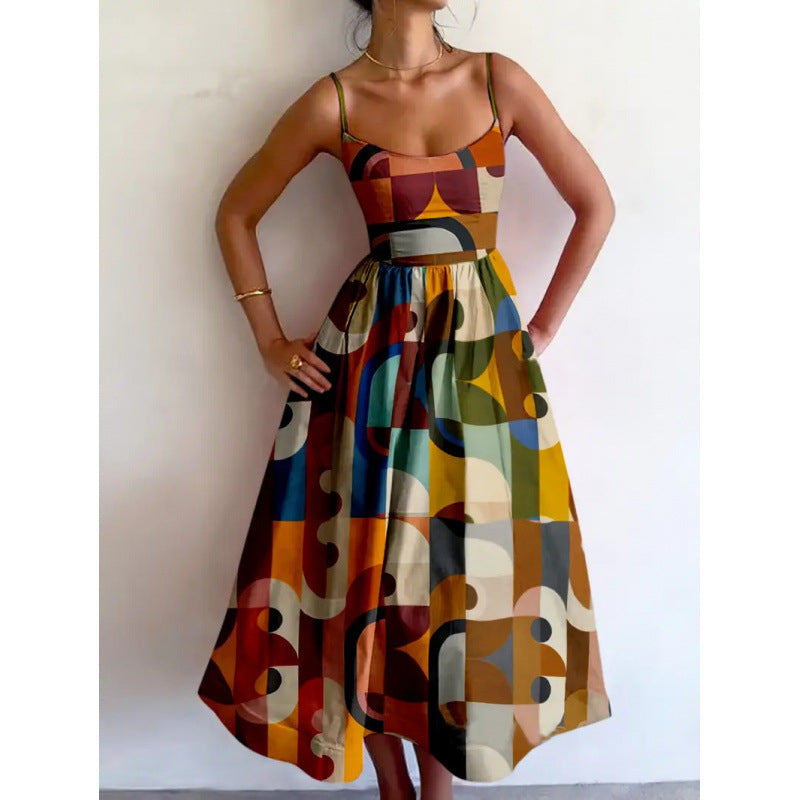 Women's Modern Muse Midi Dress - Short Sleeve Elegant Daywear