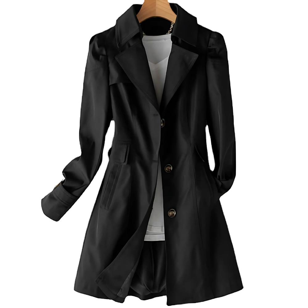 Women's Belted Trench Coat – Double-Breasted Classic Collar Jacket