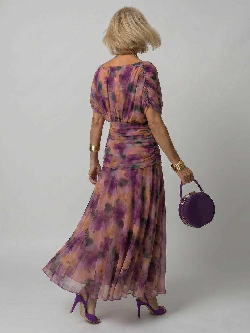 Women's Off Shoulder Flow Midi Dress - Soft Occasion Look
