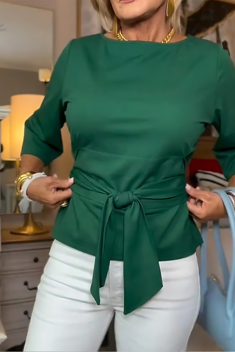 Women's Tie-Waist Top - Stylish Feminine Everyday Blouse