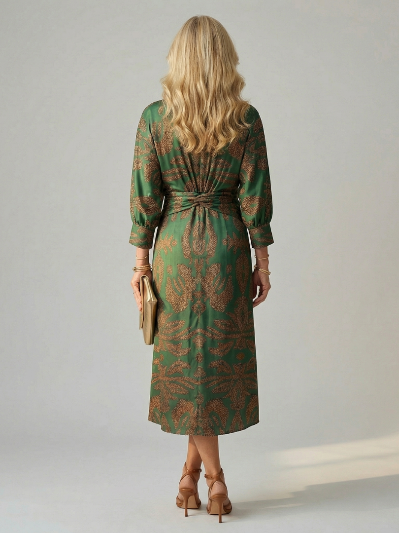 Women's Natural Wrap Midi Dress - Soft Flattering Everyday Style