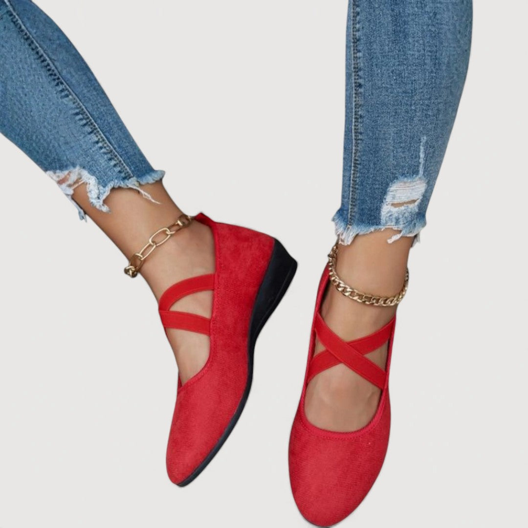 Women's Wedge Ballet Flats – Crisscross Strap Comfort Shoes