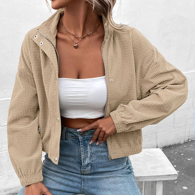 Women’s Brown Corduroy Jacket – Fashionable Casual Leisure Everyday Style