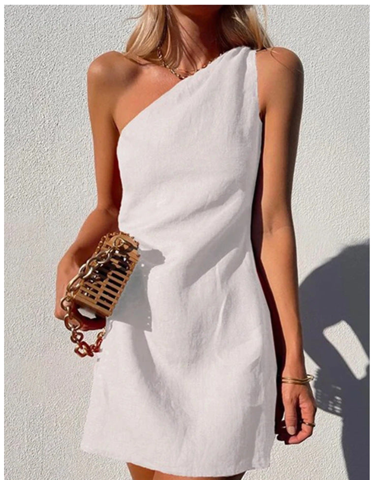 Women's Asymmetric Cocktail Dress – Elegant Flowy Party Dress