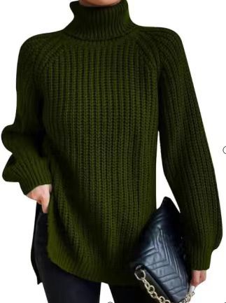 Women’s High-Neck Knit Sweater – Soft Mid-Length Layer