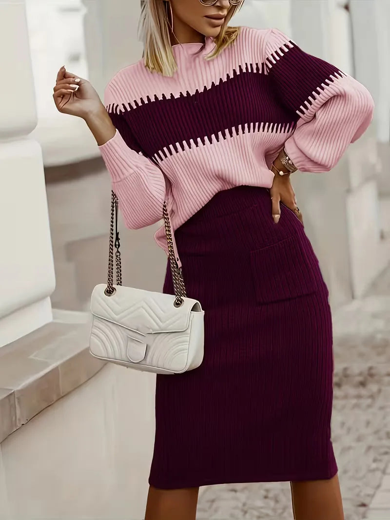 Ribbed Two-Piece Skirt Set - Coordinated and Comfortable