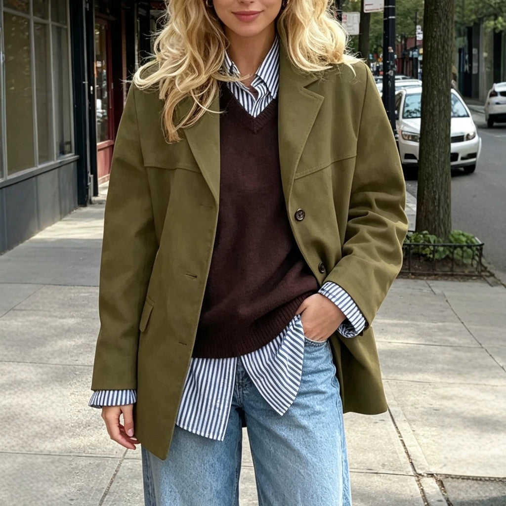 Retro Pocket Coat - Loose and Elegant