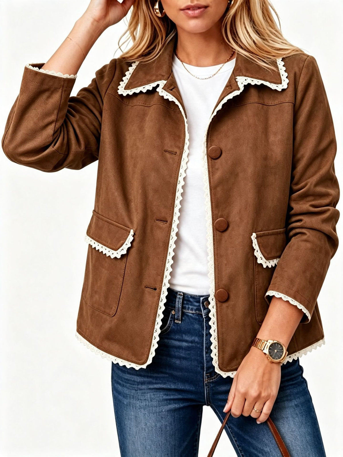 Retro Lapel Pocket Jacket - Classic and Practical