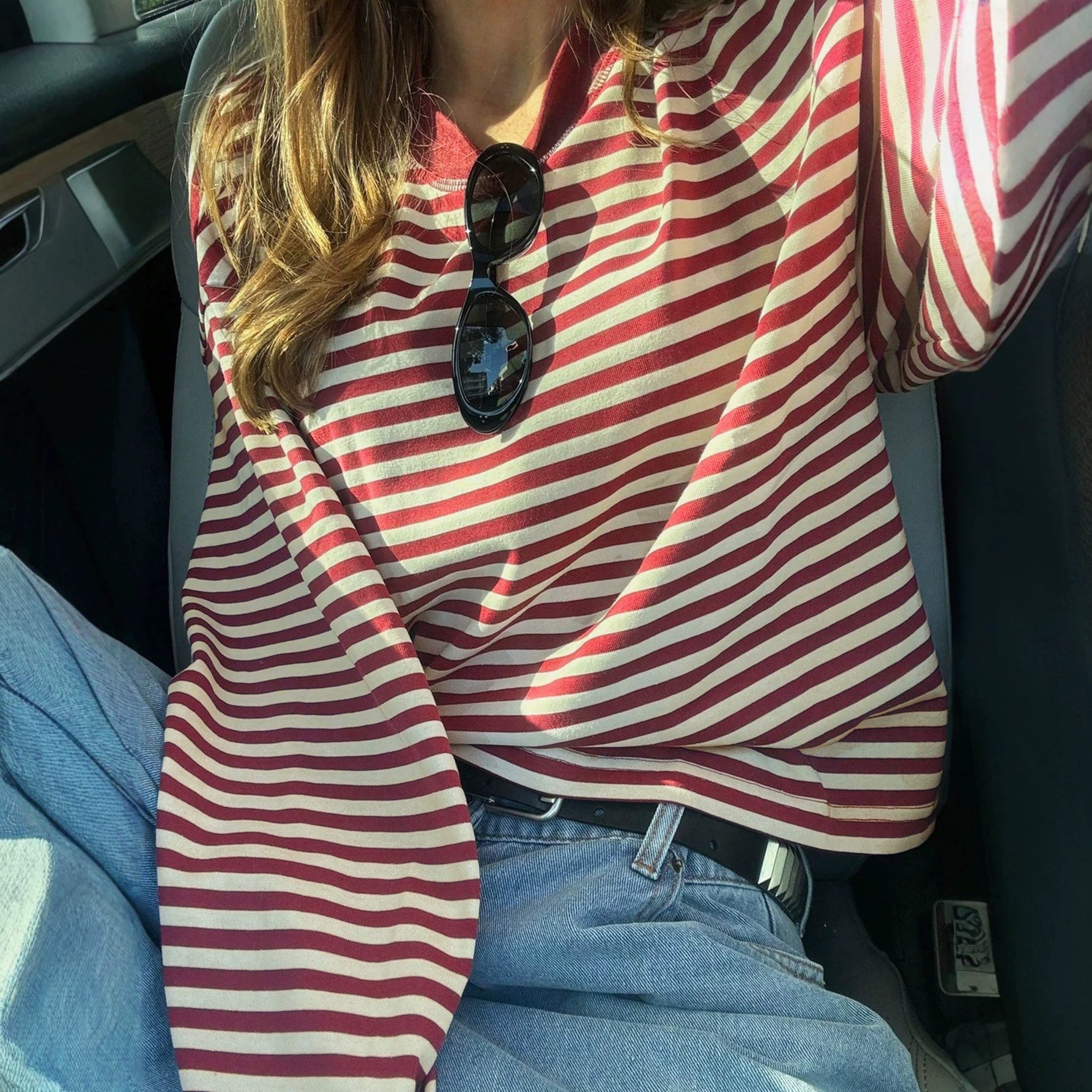 Women’s Retro Color-Block Striped Top – Casual Relaxed Everyday Style