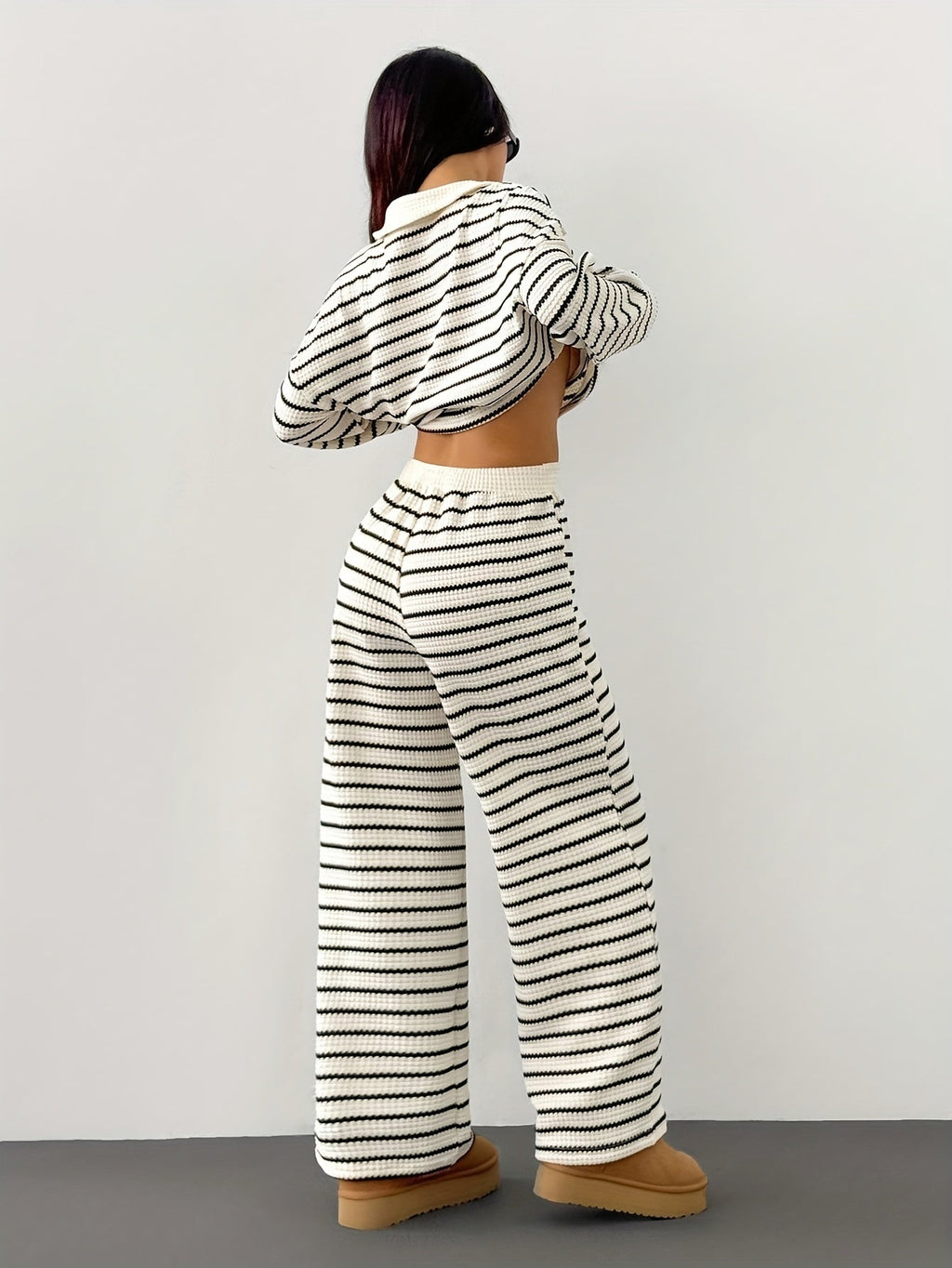 Riley Women’s Two-Piece Striped Loungewear Set – Comfortable Casual Home Style