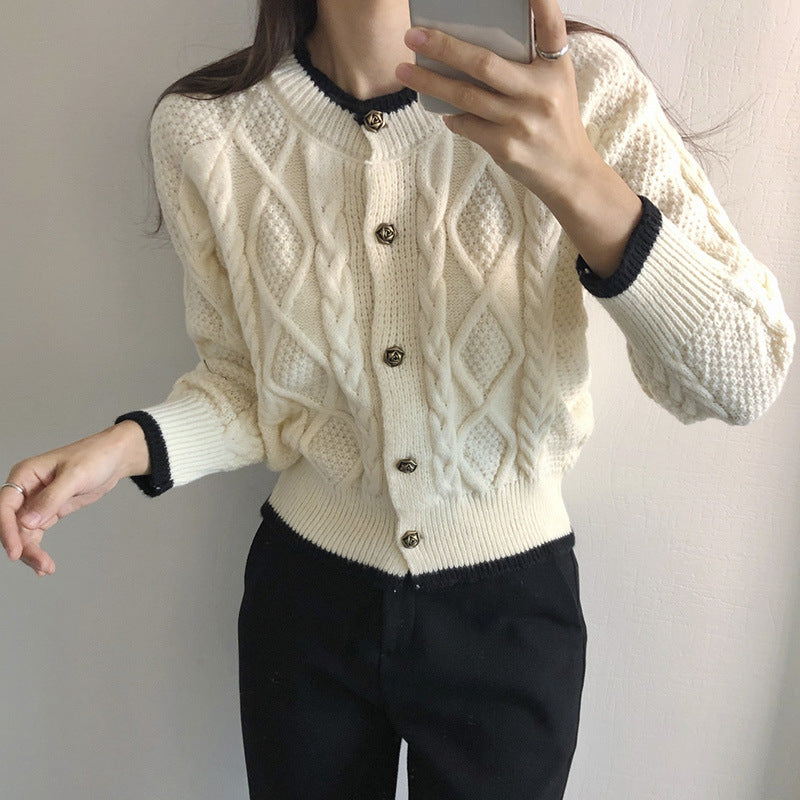 Color-Block Button-Up Cardigan - Soft and Trendy