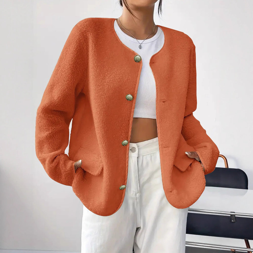 Plus-Size Women’s Textured Chanel-Inspired Wool Coat – Elegant Classic Style