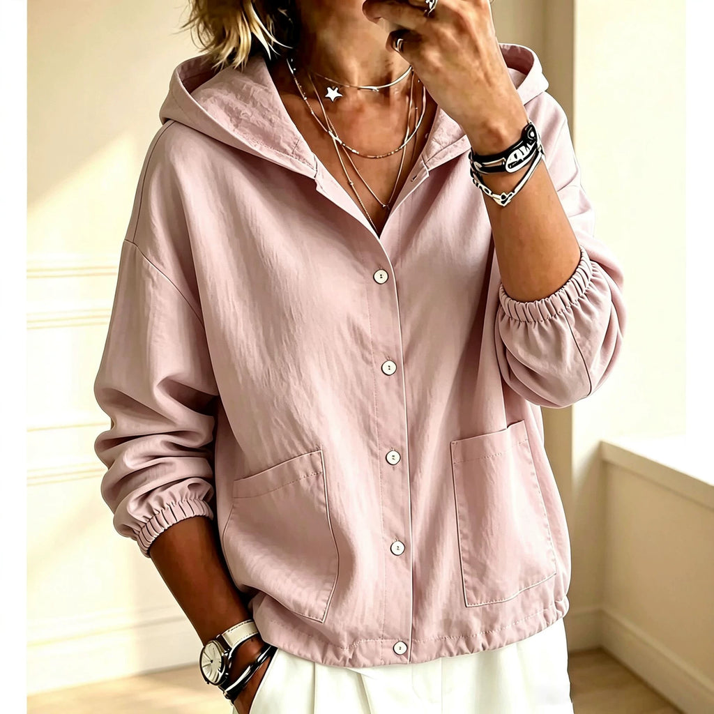Women's hooded button-front jacket with a loose fit – A relaxed comfortable style