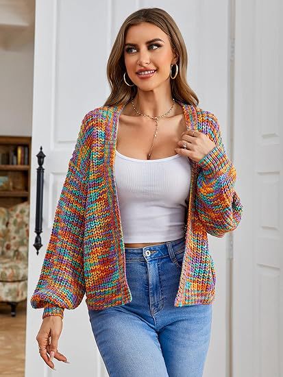 Women’s Relaxed-Fit Long Sleeve Cardigan – Casual European American Style