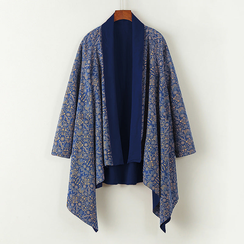 Women's Cotton Linen Kimono Jacket - Vintage Casual Open Front Layer