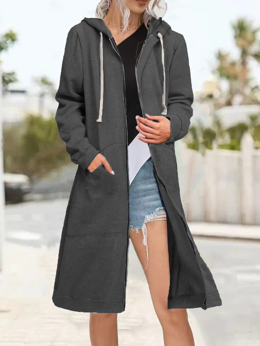 Women's Zipper Cardigan Hoodie - Soft Multicolor Relaxed Layer