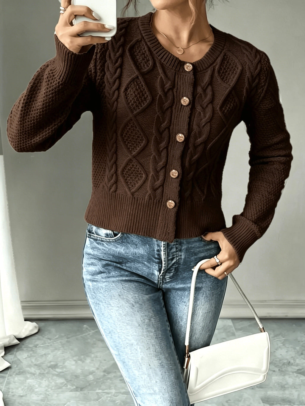 Cable-Knit Button Cardigan - Elegant and Cozy