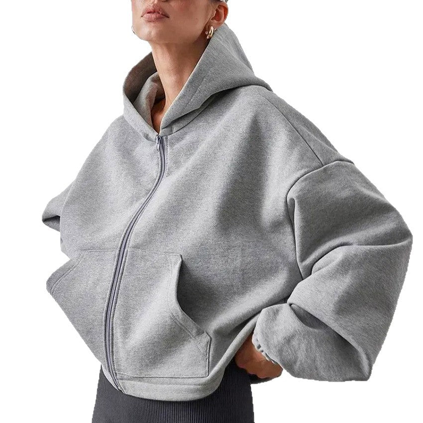 Women’s Outdoor Hoodie Cardigan – Loose-Fit Autumn & Winter Sports Hoodie