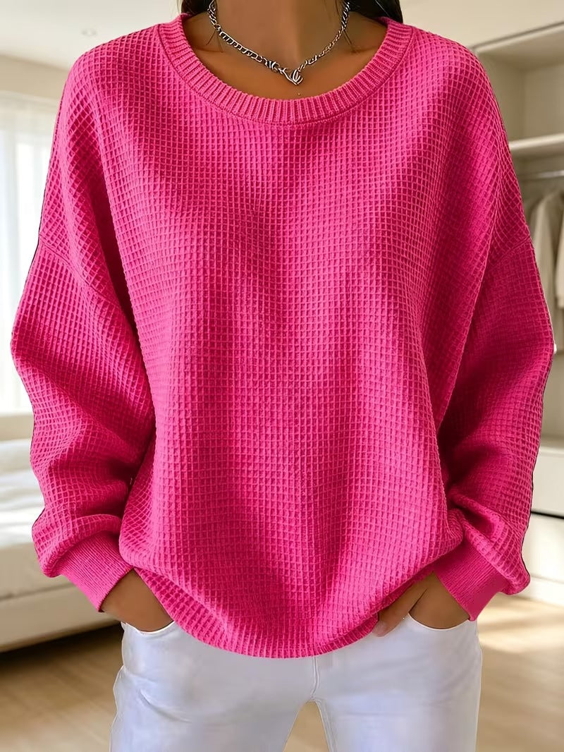 Waffle Patchwork Sweatshirt - Soft and Casual