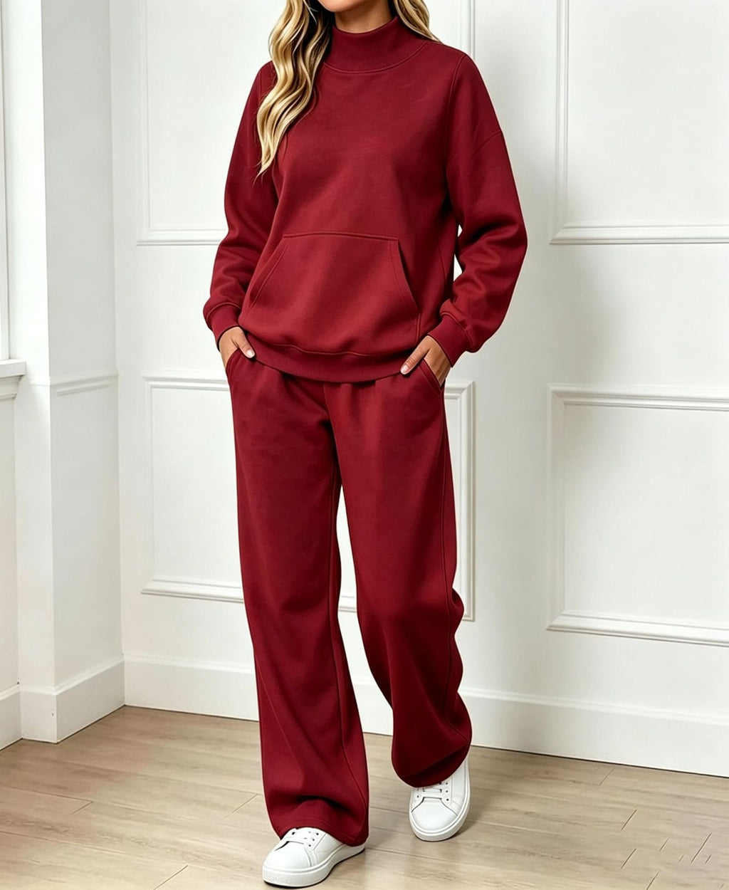 Mock-Neck Sweatshirt Set - Cozy and Easy