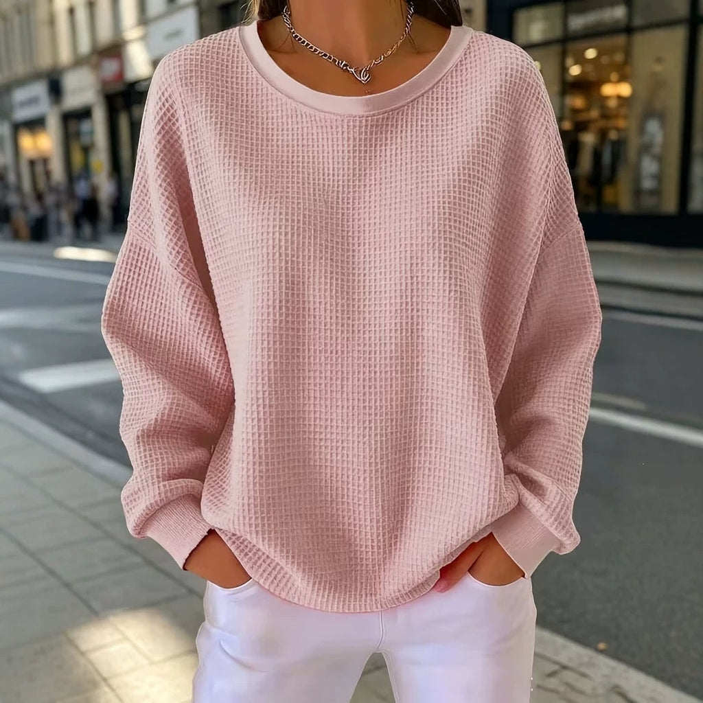 Waffle Patchwork Sweatshirt - Soft and Casual