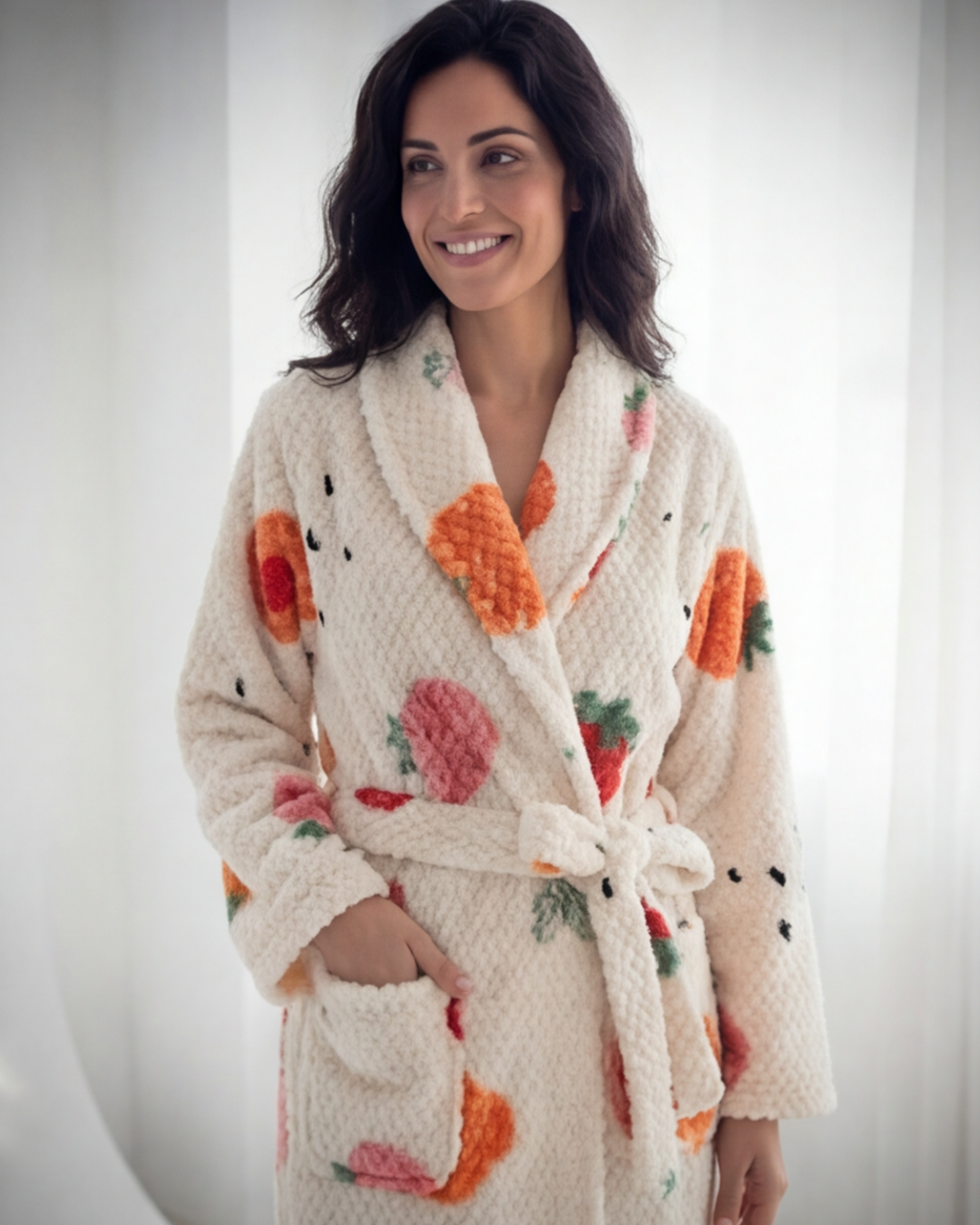 Women’s Plush Flannel Long Bathrobe – Soft Warm Belted Spa Robe