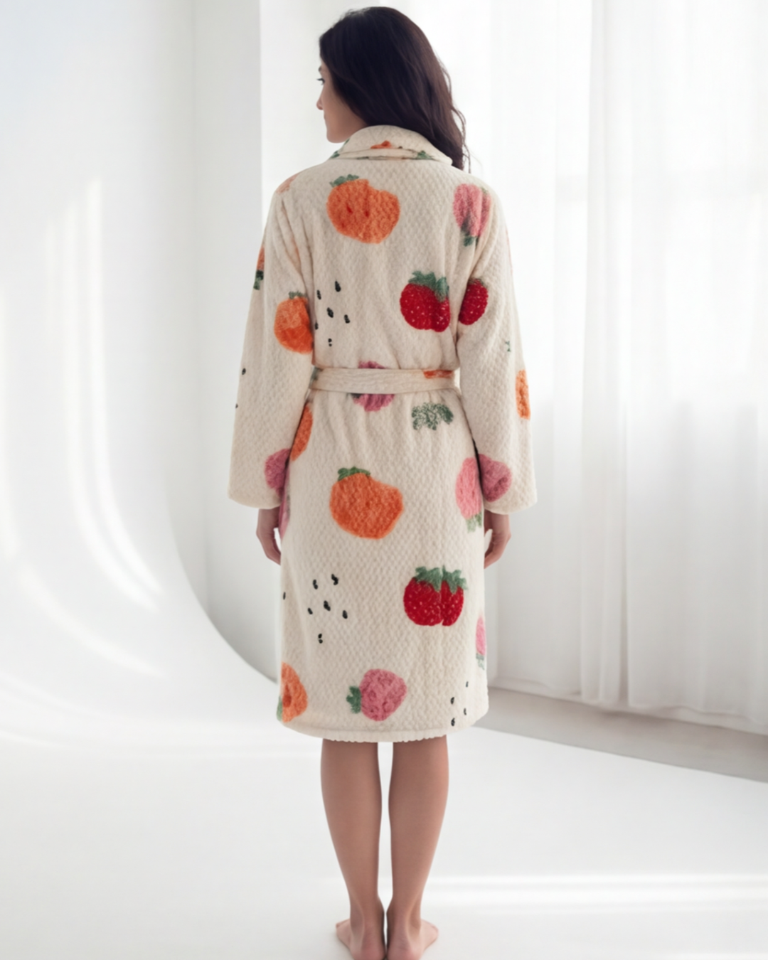 Women’s Plush Flannel Long Bathrobe – Soft Warm Belted Spa Robe