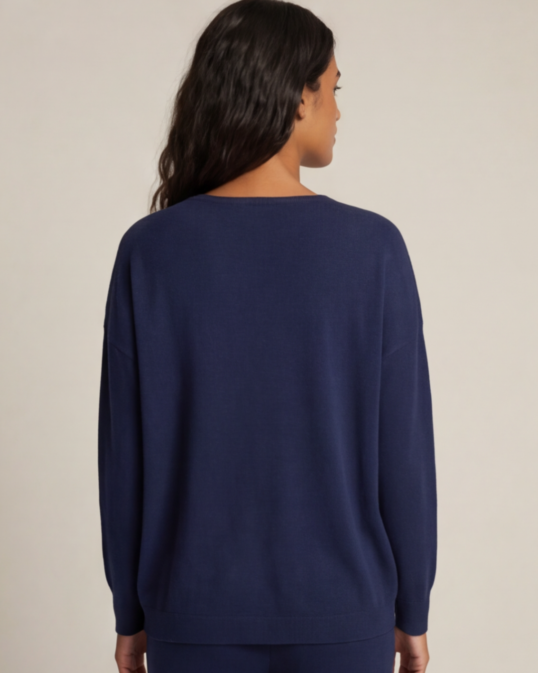 Women’s V-Neck Long Sleeve Top and Knit Pants – 2-Piece Loungewear Set