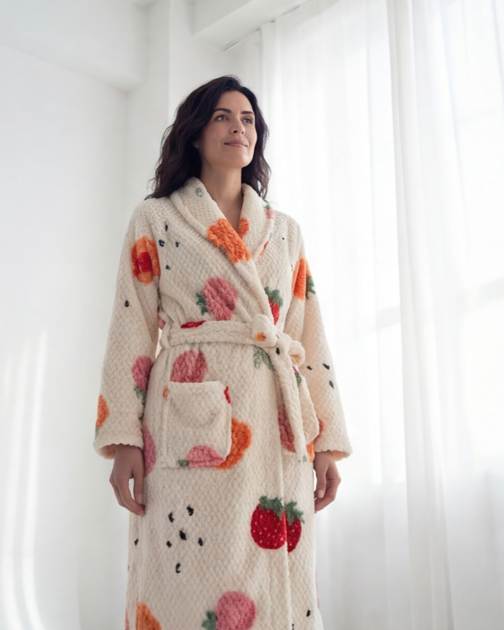 Women’s Plush Flannel Long Bathrobe – Soft Warm Belted Spa Robe