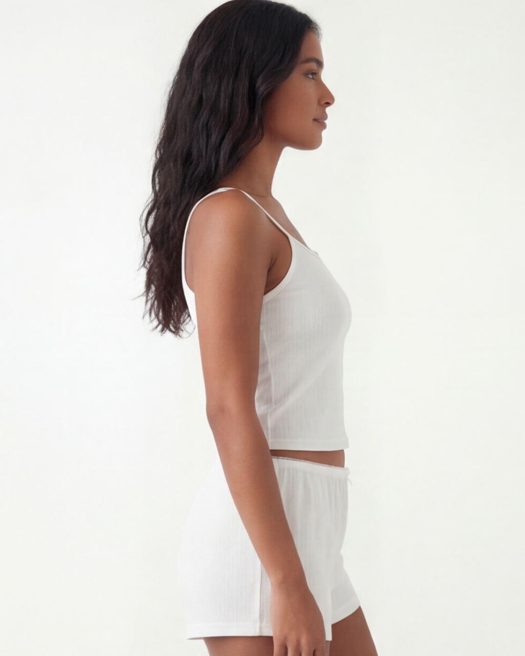 Women’s Jacquard Hollow-Out Pajama Set – Fitted Vest and Shorts Two-Piece Loungewear